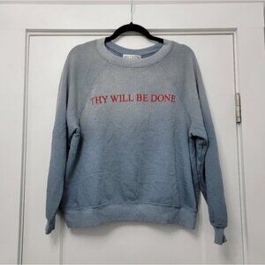 Wildfox Sommers Sweater Thy Will Be Done Distressed Fleece Blue Sweatshirt Rare!